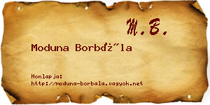 Moduna Borbála névjegykártya